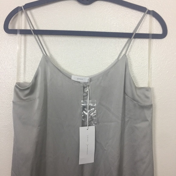 Lush V Neck Lingerie Dress Metallic Gray Silver - Picture 2 of 7